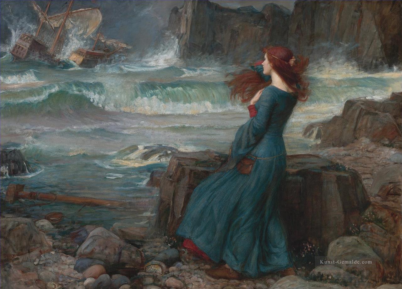 Miranda Der Sturm griechische weibliche John William Waterhouse Ölgemälde
